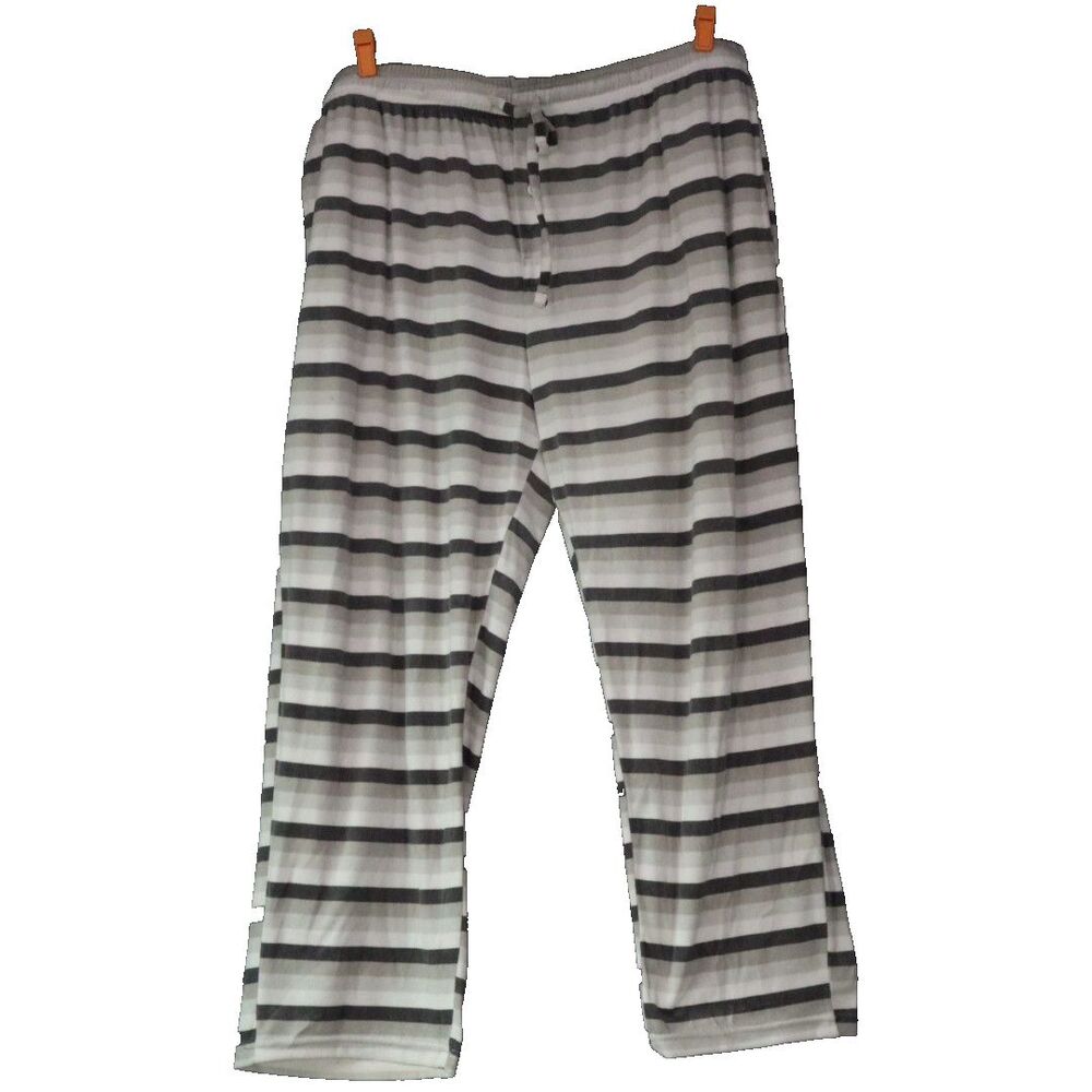 George Soft Chenille Sleeping Pants Men's Size 2XL Gray Jail Striped (44-46)